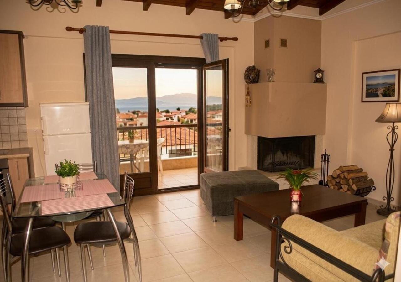 Open-plan living room with balcony view